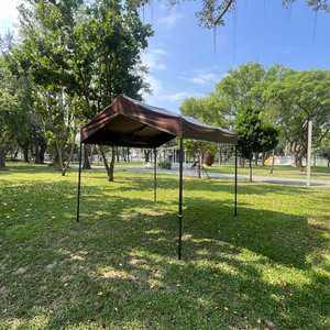 【振盛塑膠】六角山形帳（折疊式帳篷）/PVC夾網布六角骨架/咖啡色