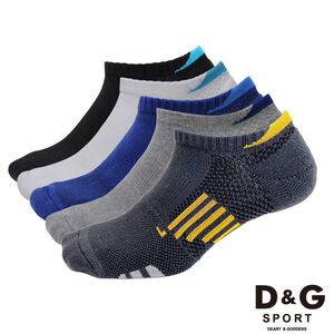 【D&G】透氣避震足弓男襪<丈青>D398 氣墊 毛巾底 襪子 機能運動襪