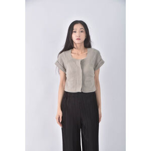 (XS（含）以下) tsesay線條灰色短袖上衣二手衣