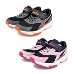 DIADORA迪亞多那 大童輕量跑鞋 童運動鞋 魔鬼氈 寬楦 保護後跟 輕量 吸震 減壓 抗菌 除臭 防滑 黑灰 藍粉, , large