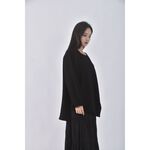 (F) myway韓牌質感圓領黑色長袖上衣二手衣, , large