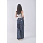 (M) sora x yoom高腰丹寧牛仔質感棉質純棉藍色長褲二手衣, , large