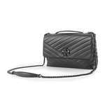 TORY BURCH Kira 黑釦縫線設計肩背/斜背二用包/黑色, , large