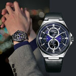 CITIZEN 星辰 鈦金屬 光動能三重日曆月相手錶-紫/42mm BU0066-11W, , large