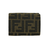 FENDI Baguette FF Logo 緹花布三折短夾/棕色, , large