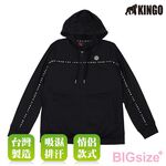 大尺碼-KINGO-女款-連帽 彈性 吸排 外套-黑-K44503, , large