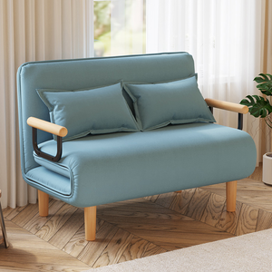 【AOTTO】120公分特大款多功能懶人折疊沙發床-藍色(SF-005B)