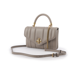 TORY BURCH Kira 直條縫線皮革手提/斜背迷你二用包/灰色, , large