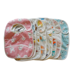 [Kaimei Cotton Industry] 4 in a set Random Excellent Top-grade pure cotton gauze waterproof and leak-proof children's bibs Intimate design Exquisite quality Delicate printing Unisex style