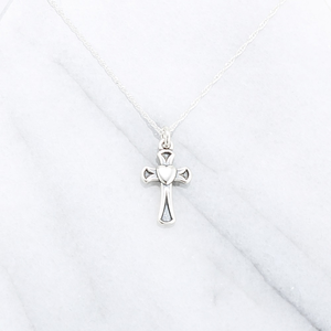 【Angel & Me】Love Heart Cross 925 sterling silver necklace Christmas gift,  【Angel & Me】Love Heart Cross 925 sterling silver necklace Christmas gift