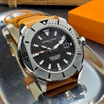 [星晴錶業]GiorgioFedon1919手錶,46mm,GF00031黑色錶面銀錶殼咖啡色真皮皮革錶帶款, , large