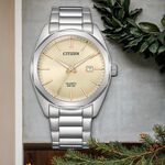 CITIZEN 星辰 限量 紳士日期手錶 送禮-銀x香檳金/41mm BI5110-54B, , large