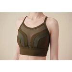 YOGA FLOW Venus Bra - 性感撞色網紗短版上衣 - 深茶綠 Jungle Green, , large