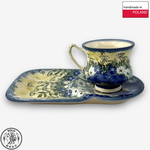 【SOLO Vintage】Cerraf Polish Pottery 180ml Breakfast Cup + Saucer Set Traces of Fragrance in the Blue Fields Series Made in Poland, , large