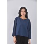 (M) vicky丹寧牛仔質感條紋藍色長袖上衣二手衣, , large