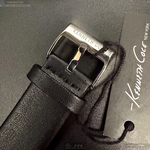 [星晴錶業]Kenneth Cole手錶,42mm,K3010013495白色錶面銀錶殼深黑色真皮皮革錶帶款, , large