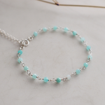 Amazonite Bead Curtain Sterling Silver Bracelet, , large
