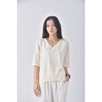 (S) kim質感V領杏色長袖上衣二手衣, , large