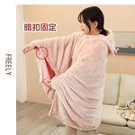 在家也要超可愛【小狐狸懶人毯】粉粉嫩嫩的造型 Linabell 粉紅狐狸 玲娜貝爾 人見人愛 居家 披肩 送禮 交換禮物, , large