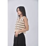 (S) 背心條紋黑杏色上衣二手衣, , large