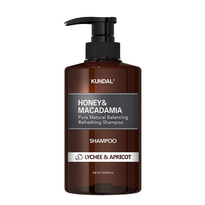 [巨林生化科技]【KUNDAL昆黛爾】HONEY&MACADAMIA Pure Natural Balancing Refreshing Shampoo 500ml(LYCHEE&APRICOT)