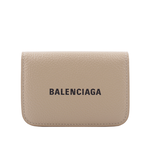 BALENCIAGA 經典Logo牛皮壓釦三折短夾/Mini/暖米色, , large