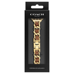 COACH Apple Watch 錶帶 38/41mm 適用 鍊帶結合皮錶帶- 金x咖(不含手錶), , large
