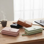 Ribboné 柔霧翻蓋零錢長夾-橘褐色  女夾 人氣女用皮夾 情人節禮物, , large