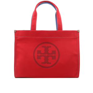 TORY BURCH Ella 拼色棉質帆布托特包/紅色/藍色