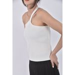 (S) 【霓霓私服】修身短版質感削肩坑紋白色上衣二手衣, , large