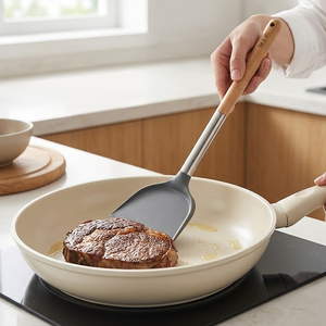 【上手家居】木柄矽膠鍋鏟(鍋鏟/不沾鍋鍋鏟/矽膠鏟)