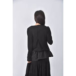 (S) 棉質設計感黑色長袖上衣二手衣, , large