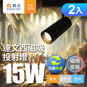 DanceLight舞光  2入組 15W 達文西磁吸式軌道燈 投射燈 可轉角 防眩設計(白光/自然光/黃光)