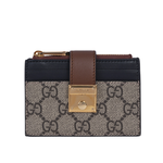 GUCCI Padlock 鎖釦設計附證件夾層拉鍊卡夾包/零錢包/烏木色/黑色, , large