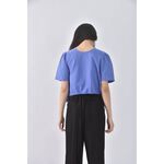 (S) e ann韓牌修身短版排扣藍色短袖上衣二手衣, , large