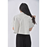 (F) 【粿粿私服】lin修身短版灰綠色短袖上衣二手衣, , large