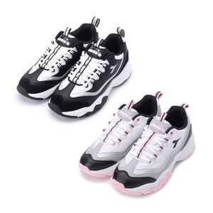 DIADORA迪亞多那 厚底時尚運動鞋 女運動鞋 休閒鞋 百搭 透氣 保護後跟 修飾腿部 耐磨 止滑 穩定 黑白 灰粉