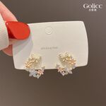 【Gulicc】古莉可 耳環 韓國蝴蝶鑲鑽花朵耳環, , large