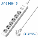 鉅玉經典｜3孔一開六插延長線15尺 JY-3160-15, , large