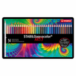 STABILO 德國 思筆樂 Aquacolor 水彩樂水溶性色鉛筆 鐵盒 36色組/盒 ST1636-5, , large
