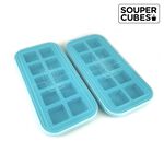官方直營【Souper Cubes】多功能食品級矽膠保鮮盒10格_湖水綠2入組(30ML/格), , large