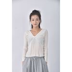 (S) 【安于晴Charlene私服】air space lady質感V領白色長袖上衣二手衣, , large