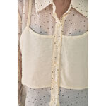 (M) blowing點點透膚黃色長袖上衣二手衣, , large