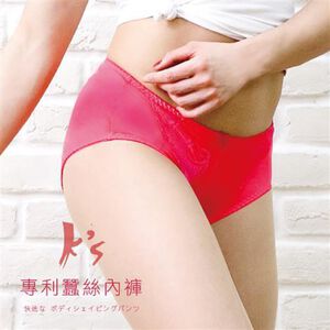 【K's凱恩絲】喜氣洋洋好運大紅色螺紋蕾絲款專利蠶絲內褲