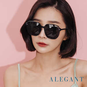 質感風格岩墨黑幾何金屬設計墨鏡/UV400太陽眼鏡〔ALEGANT〕