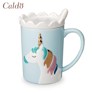 [ Caldo卡朵 ] 奇幻獨角獸馬克杯 (附蓋+匙) - 藍