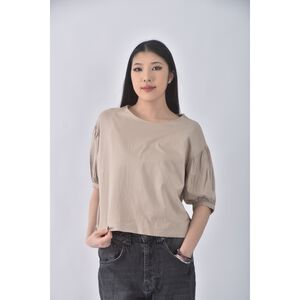 (S) uniqlo質感棉質純棉杏色長袖上衣二手衣