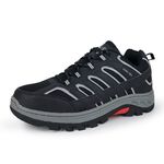 HANG TEN 鋼頭運動鞋防穿刺 工作鞋 安全鞋 防護鞋 鋼頭鞋 透氣 吸濕 排汗 散熱 鋼板 防砸 抗衝擊 止滑 黑, , large