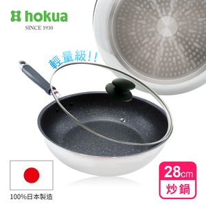 【日本北陸hokua】日本製大金IH輕量級不沾炒鍋28cm(含蓋)不挑爐具/可用金屬鏟