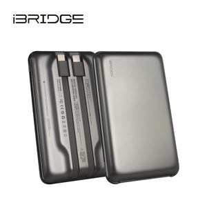 iBRIDGE 10000mAh 超輕薄帶線行動電源-石墨灰